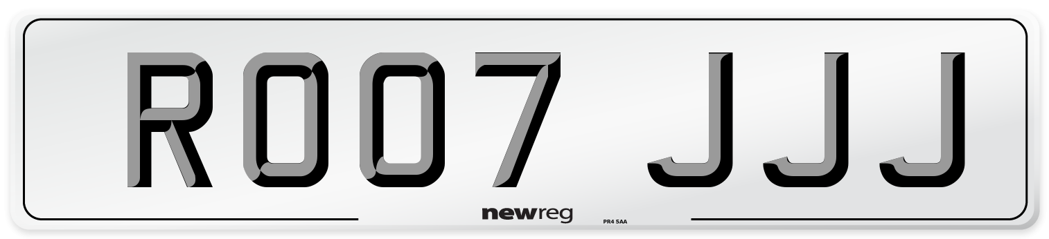 RO07 JJJ Number Plate from New Reg